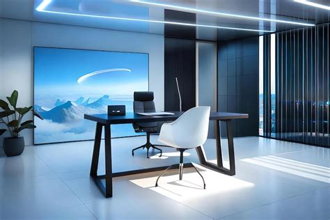 Premium AI Image | A futuristic workspace with a minimalist desk a ...