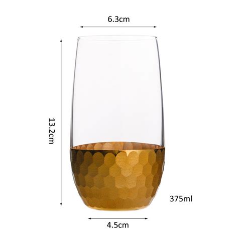 Crystalia Stemless Glasses Metallic Honeycomb Whiskey Tumbler Set Lead