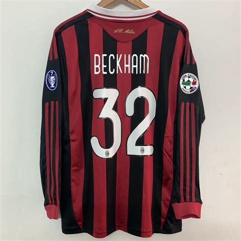 32 BECKHAM 80 RONALDINHO Classical AC Milan 09 10 Home Soccer Jersey