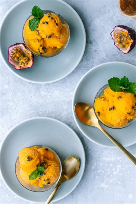 Mango Passion Fruit Sorbet Recipe Vegan Le Petit Eats