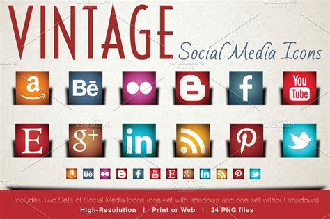 Vintage Social Media Icons Icons Creative Market