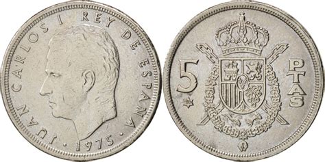 Spain Juan Carlos I 5 Pesetas 1975 Copper Nickel KM 807