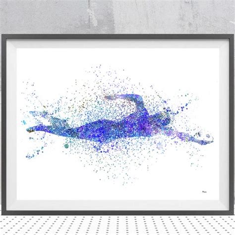 Swimmer Watercolor Print Swimming Poster Swimmer Illustration Etsy