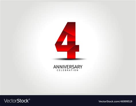 4 year anniversary celebration logo red number Vector Image