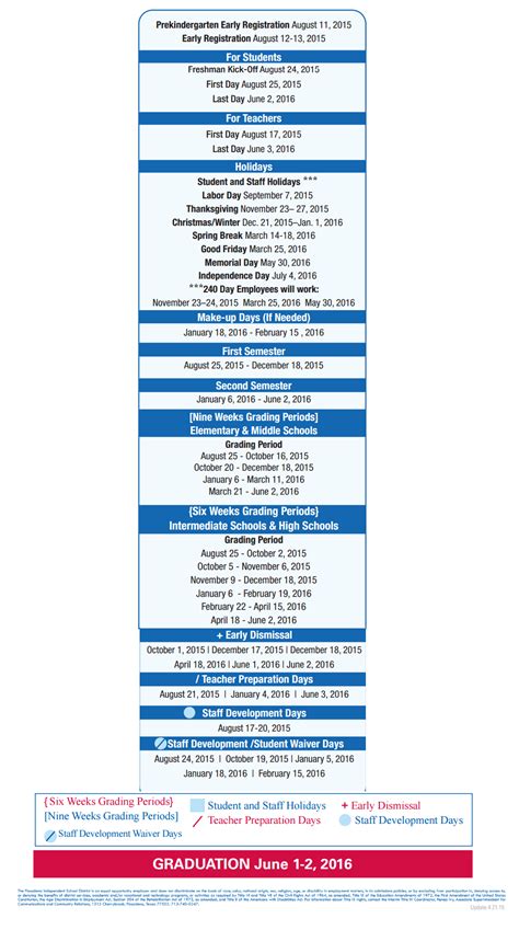 Genoa Elementary - School District Instructional Calendar - Pasadena ...