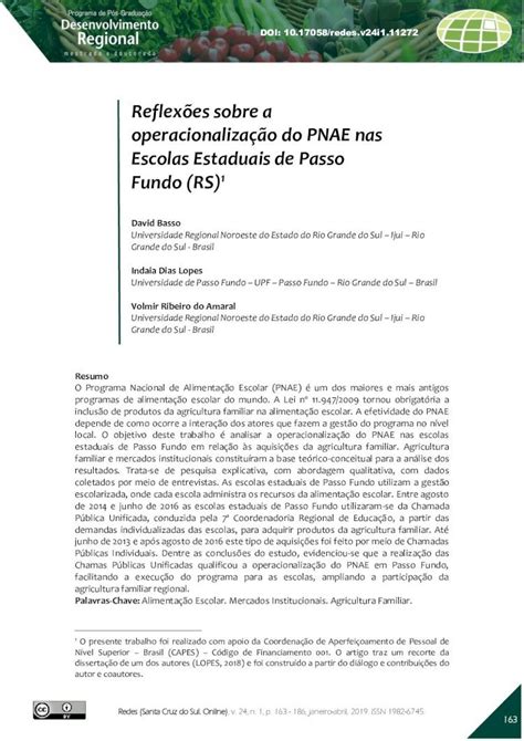 Pdf Reflex Es Sobre A Operacionaliza O Do Pnae Nas Escolas