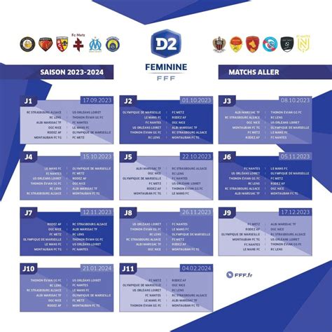 Les Calendriers De La D Et D F Minine Pour La Saison