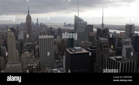 UHD 4K Office Corporate Towers Aerial View Empire State Building NYC ...