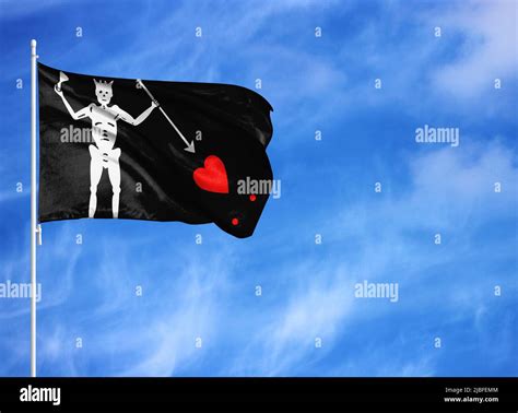 National flag of Blackbeard Pirate on a flagpole Stock Photo - Alamy