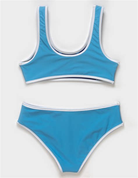 Full Tilt Reversible Girls Bralette Bikini Set Blue Combo Tillys