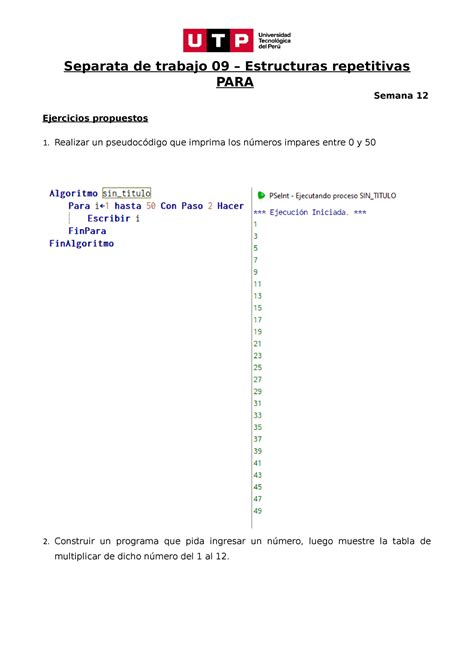 S S Ejercicios Tarea Separata De Trabajo Estructuras