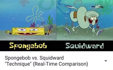 SpongeBob Sauidward Spongebob vs. Squidward "Technique" (Real-Time Comparison) - )