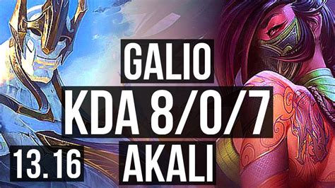 GALIO Vs AKALI MID 8 0 7 600 Games Legendary 1 0M Mastery KR