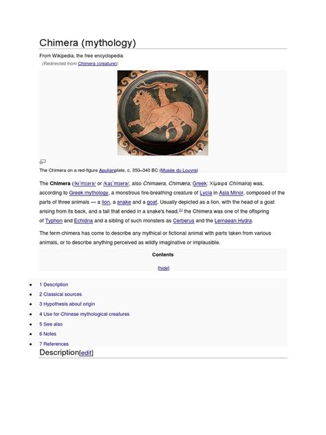 Chimera (Mythology) : Description | PDF | European Mythology | Greek ...