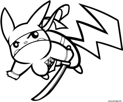 Coloriage Pikachu Ninja Pokemon Jecolorie