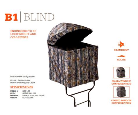 Millennium B1 Tree Stand Blind Fits All L-Series Ladder Stands - Camo ...