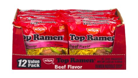 Nissin Top Ramen Beef Flavor Noodle Soup 12 Ct 3 Oz Food 4 Less