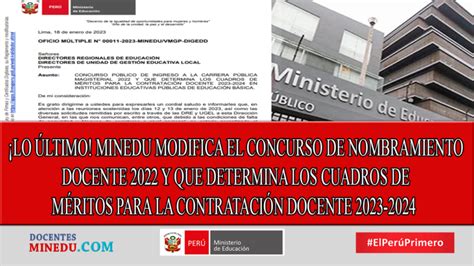 ¡lo Últimominedu Modifica El Concurso De Nombramiento Docente 2022 Y Que Determina Los Cuadros