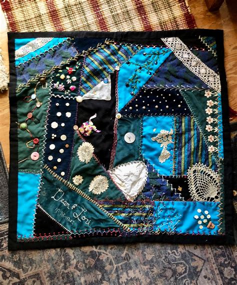 Handmade Crazy Quilt Wall Hanging Table Decor 1991 Etsy