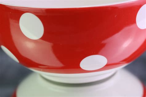 Fifth Sugarland Red Cereal Bowl White Polka Dots Round Ebay