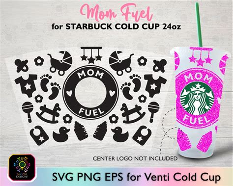 Full Wrap Mom Fuel Svg For Starbucks Venti Cold Cup Oz New Etsy