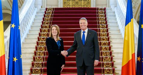 Klaus Iohannis A Primit O Pe Roberta Metsola La Palatul Cotroceni Cei