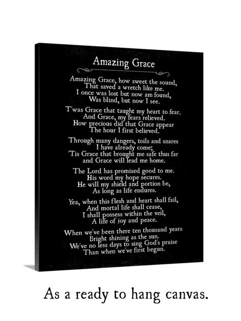 Amazing Grace Lyrics Print Christian Wall Art Amazing Grace Etsy Canada