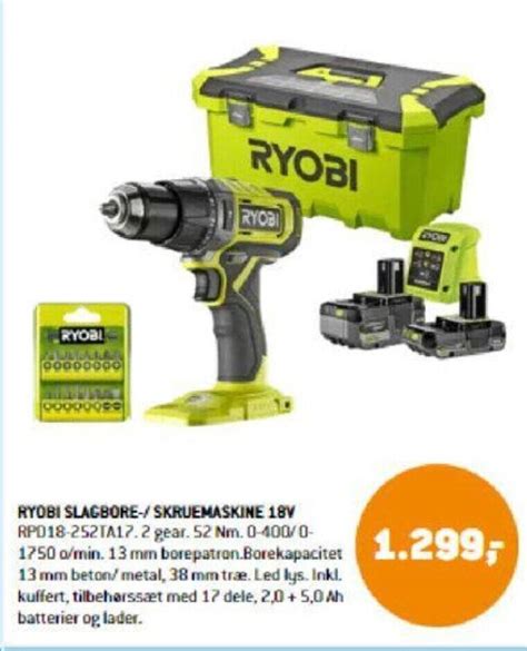 Ryobi Slagbore Skruemaskine V Tilbud Hos Xl Byg