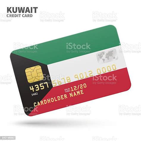 Credit Card With Kuwait Flag Background For Bank Presentations And