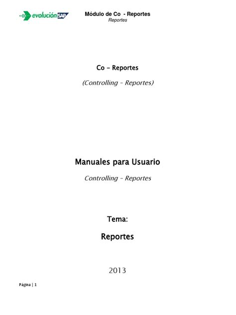 Sap Co Manual de Usuario Reportes | PDF | Point and Click | Contabilidad 