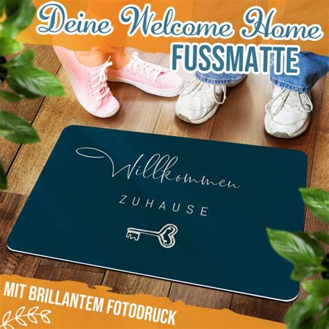 Fu Matte Aus Filz Willkommen Zuhause X Cm Print Royal