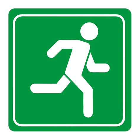 Green Man Running Symbolic Sign Printed On White Acp 150 X 150mm