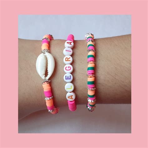 Pulseiras De Disquinho Emborrachado Pasta Beaded Bracelets Jewelry