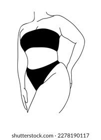 Line Art Vector Illustration Curvy Woman Stock Vector Royalty Free