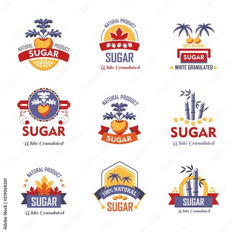 Sugar product logo templates of package design. Vector icons Stock ...