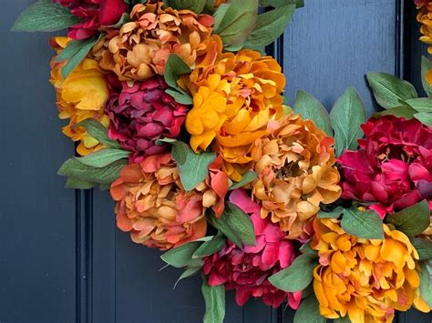 Fall Front Door Wreaths Thanksgiving Wreaths Burnt Orange Etsy