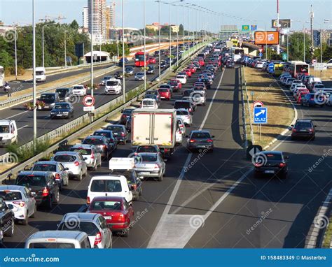 Traffic Jam At Rush Hour On Higway Editorial Stock Image Image Of