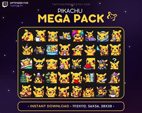 Pikachu Emote Pack X Pikachu Twitch Emotes Pokemon Emotes Etsy