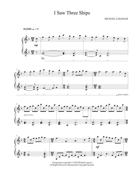 I Saw Three Ships Modern Christmas Holiday Arrangement Arr Michael