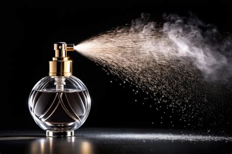 Spraying perfume bottle glass on a black background isolated | Premium ...