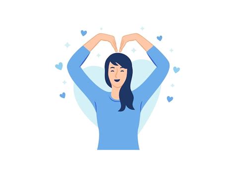 Mujer Feliz Mostrando Símbolo De Forma De Signo De Amor De Corazón Con