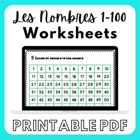 FRENCH Numbers 1 100 Les Nombres 1 100 Activities Worksheets Made