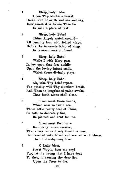 Sleep Holy Babe Mother Of Mercy Catholic Hymns