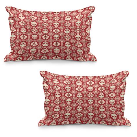 Nordic Quilted Pillowcover Set Of Nordic Stitch Skull Pattern With