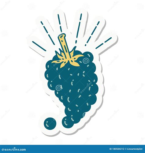 Sticker of Tattoo Style Bunch of Grapes Stock Vector - Illustration of ...