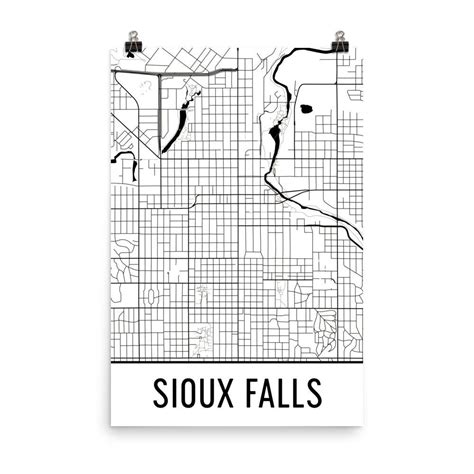 Sioux Falls SD Street Map Poster - Wall Print by Modern Map Art