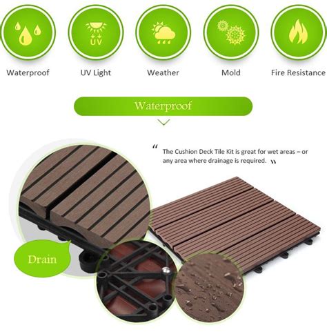 6 Piece Set Diy Decking Tiles 30cm X 30cm X 2 2cm Chocolate Nz