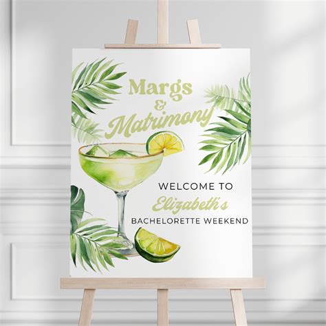 Margs And Matrimony Bachelorette Sign Hen Party Welcome Poster