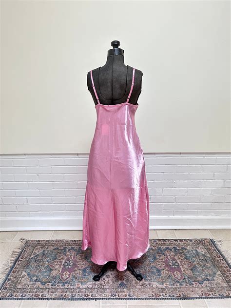 1980s Pink Silky Lingerie Slip Dress Vintage Maxi Slip Etsy
