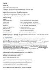 The Science Of Sleep Worksheet